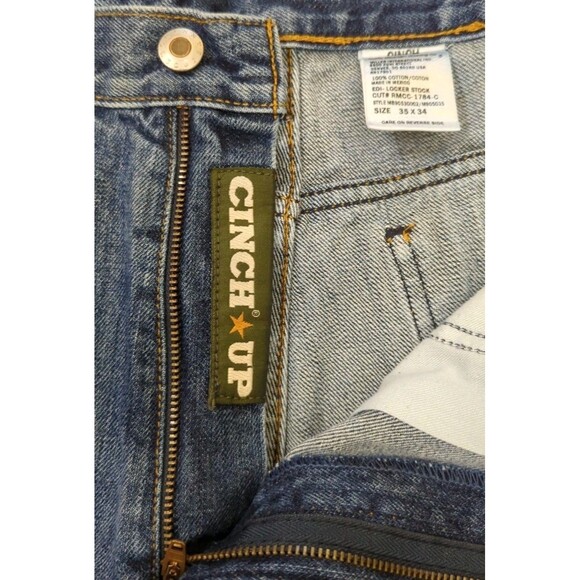 Cinch Jeans Men's 35x34 Blue Straight Green Label Western Cowboy Rodeo Denim - Picture 8 of 11